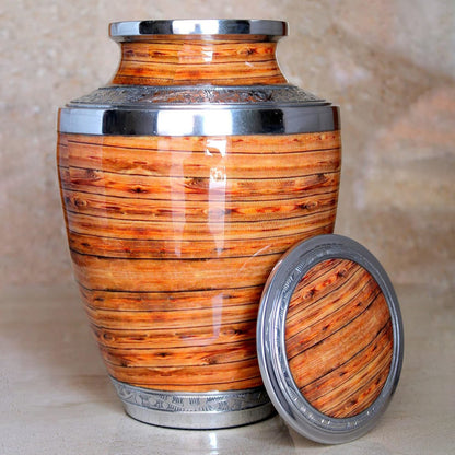 Aluminum Urn with Wooden Finish