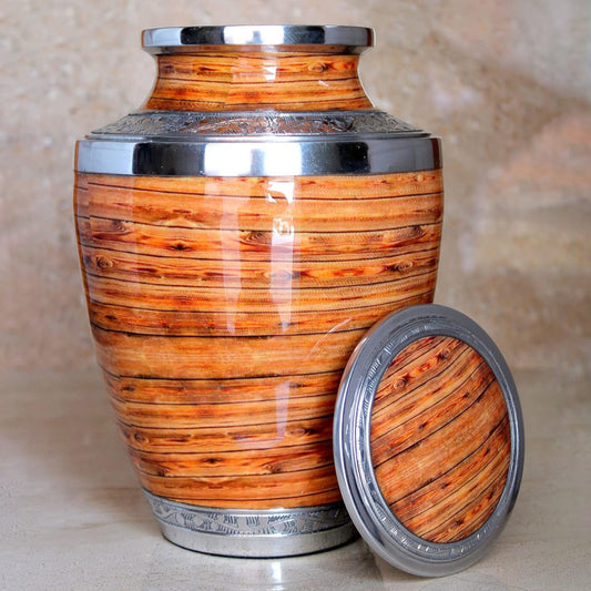 Aluminum Urn with Wooden Finish