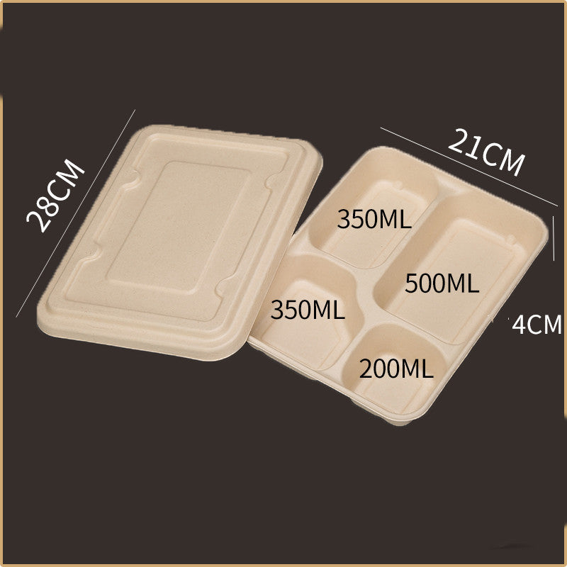 Disposable Four-compartment Lunch Box Lunch Box Environmentally Friendly Biodegradable Paper Pulp – Image 6 - Image 6