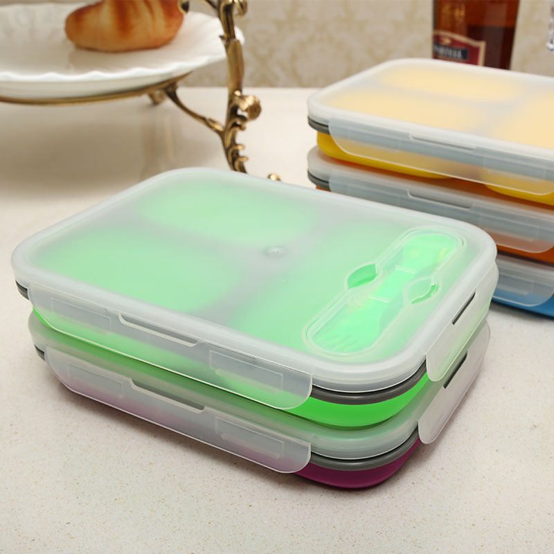 Outdoor Tableware Silicone Folding Lunch Box Portable Sealed Lunch – Image 6