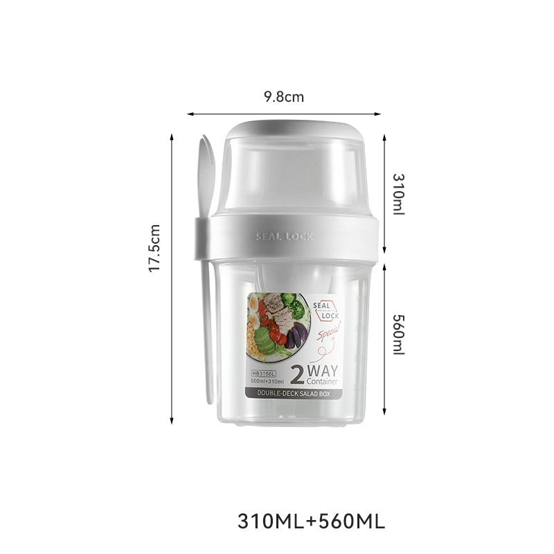 Portable Breakfast Oatmeal Cereal Nut Yogurt Salad Cup Container Set With Fork Sauce Cup Lid Bento Food Bowl Kitchen Lunch Box – Image 11 - Image 11