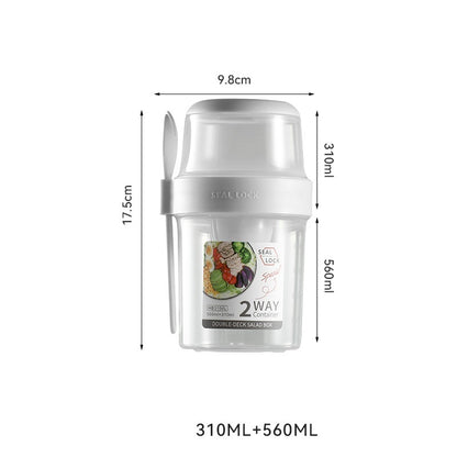 Portable Breakfast Oatmeal Cereal Nut Yogurt Salad Cup Container Set With Fork Sauce Cup Lid Bento Food Bowl Kitchen Lunch Box