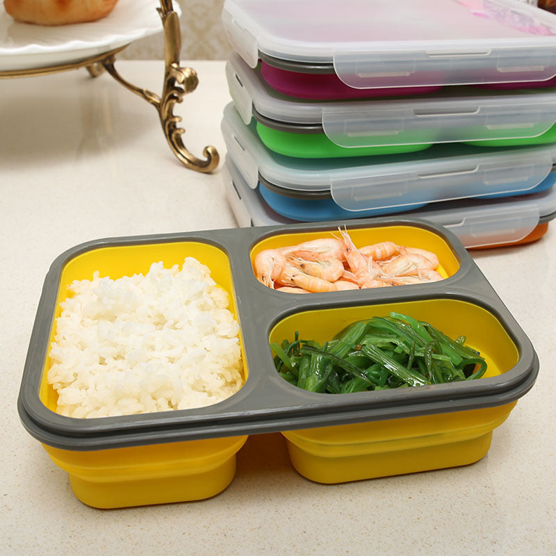 Outdoor Tableware Silicone Folding Lunch Box Portable Sealed Lunch – Sama Homes - Image 2