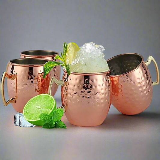 Premium Hammered Moscow Mule Copper Barrel Mug – Perfect Barware Gift | Available in Sets of 6, 8, 12 | Handmade for Cocktail Lovers - Sama Homes