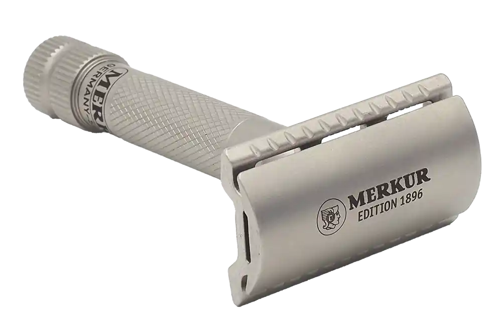 Merkur 34-INOX 3-Piece DE Safety Razor, Closed Comb, Standard Handle, Stainless Steel - Eco-friendly - Sama Homes