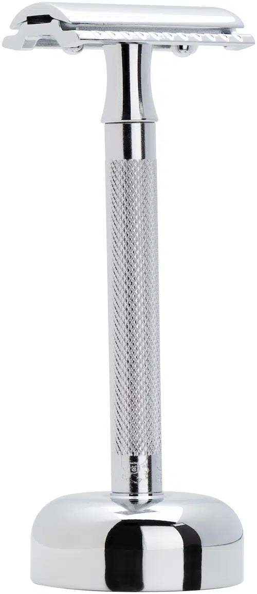 MERKUR 2481 Shaving Kit 3 Piece Safety Razor with Stand in Bright Chrome - Image 2