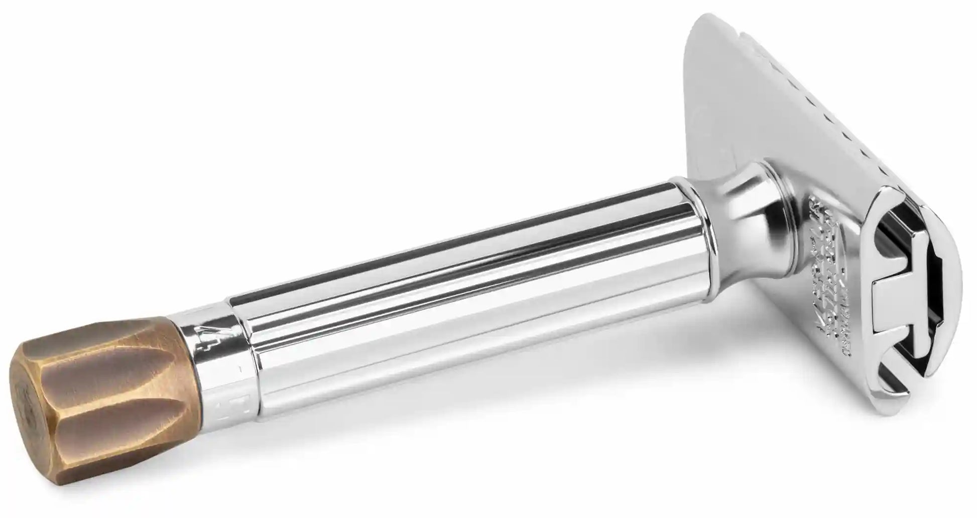 MERKUR Safety Razor 500 Progress, Adjustable Safety Razor With Metal Knob in Antique Brass Finish by Merkur - Double Edge Safety Razors