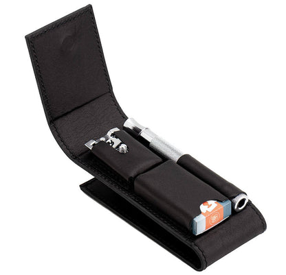 Merkur Leather Case empty for Razor 23001 and 10 Blades, Black by Merkur - Razor Accessories