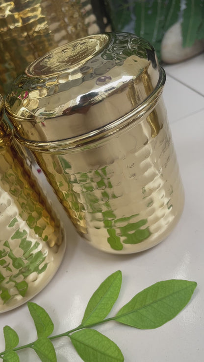 11-Piece Brass Hammered Canister Set | Airtight Pantry Storage Containers