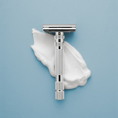 Rockwell T2 Adjustable Safety Razor - White Chrome (Twist-to-Open) by Rockwell - Double Edge Safety Razors