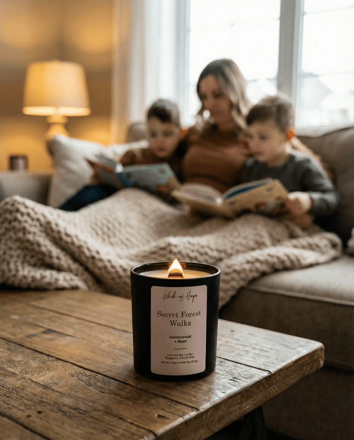 Secret Forest Walks Candle | Sandalwood + Musk by Wick of Hope - Full Size Candle (View 5)