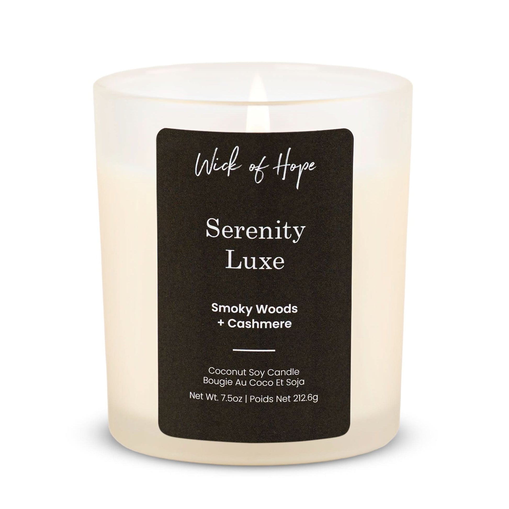 Serenity Luxe Candle | Smoky Woods + Cashmere by Wick of Hope - Full Size Candle