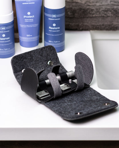 Henson Travel Case – Premium Merino Wool & Vegan Leather Razor Case – Image 4