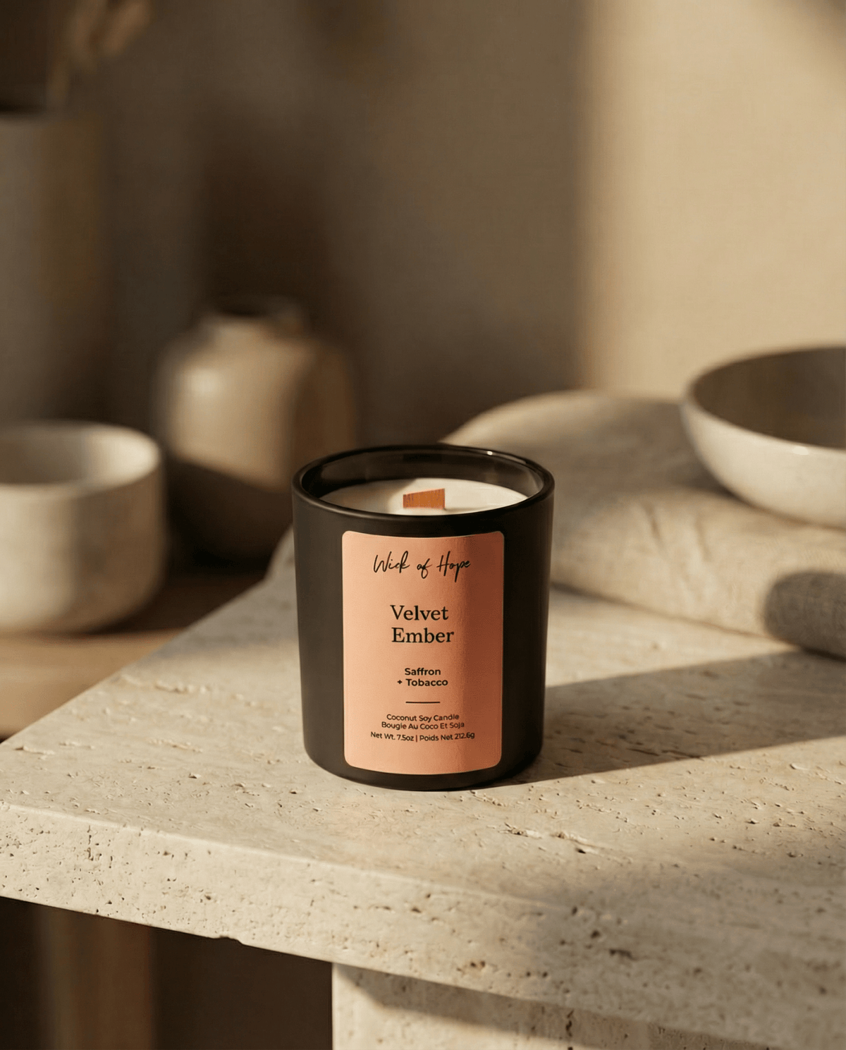 Velvet Ember Candle | Saffron + Tobacco by Wick of Hope - Full Size Candle (View 6)