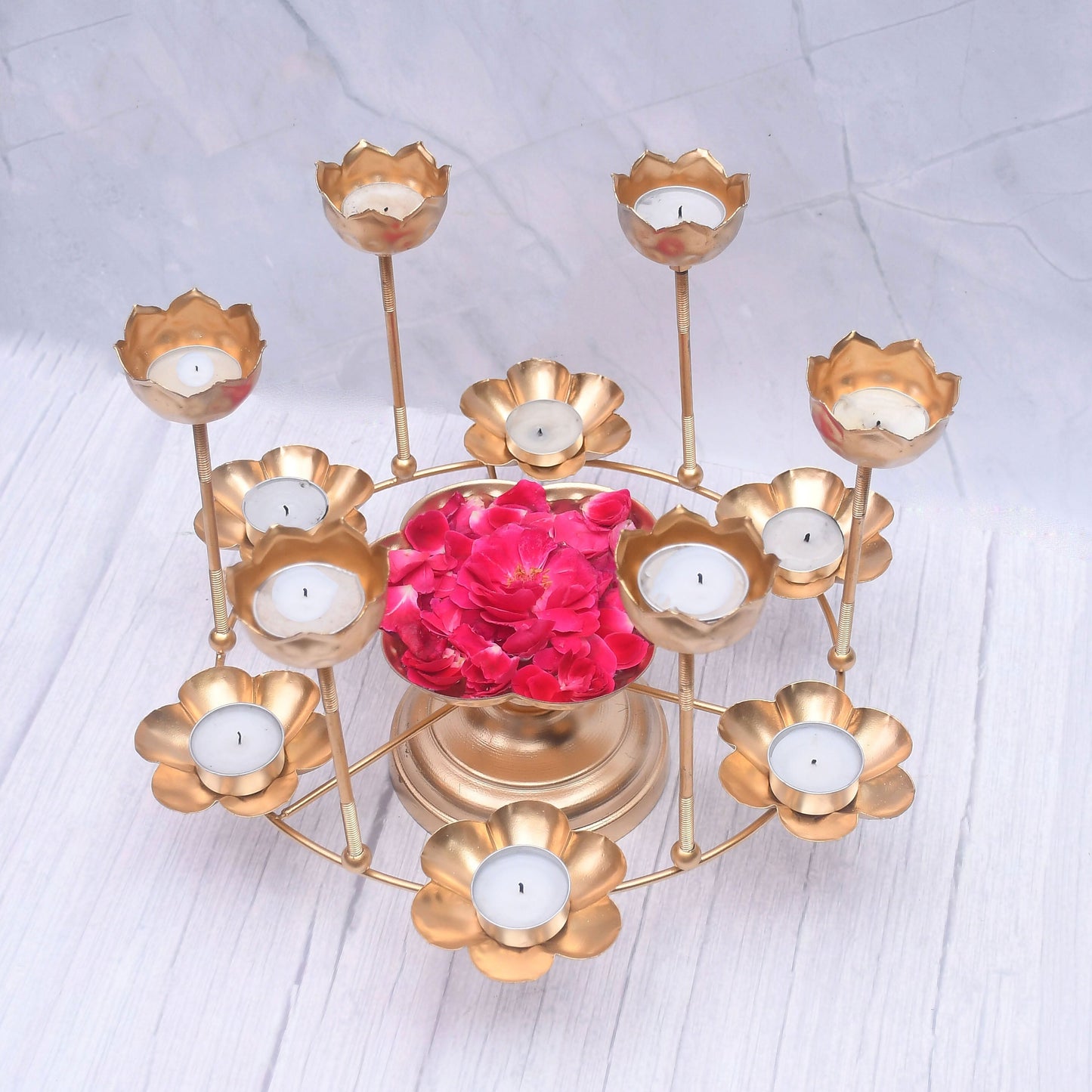 Exclusive Floral Urli with Tealight Candle Holder with Stand Diwali Special - Sama Homes