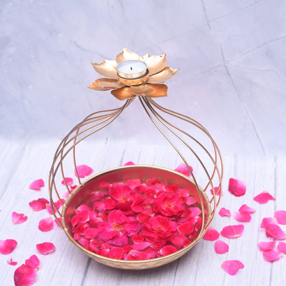 Exclusive Handmade Kalash Urli Bowl for Home Decor with Lotus Diya Holder - Sama Homes