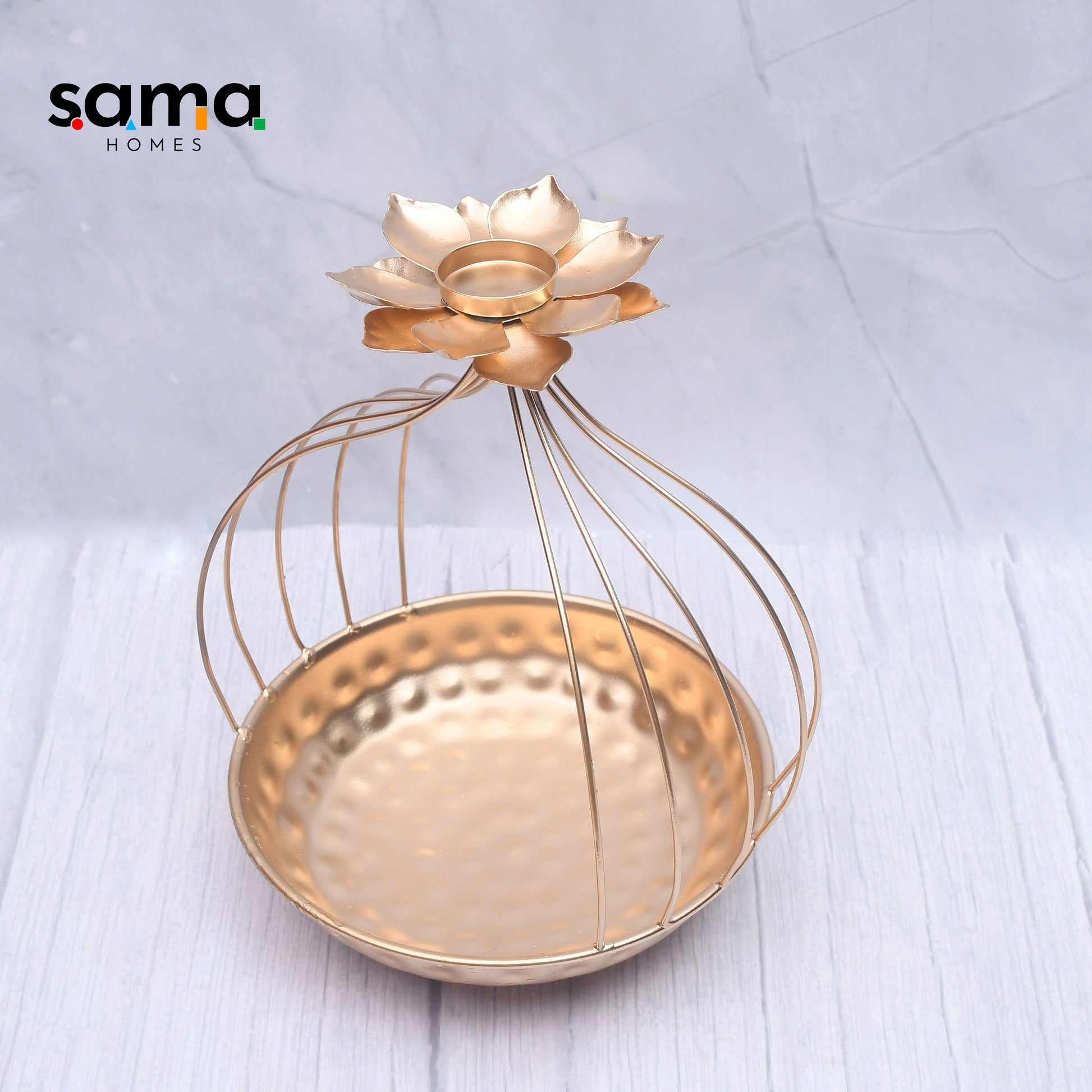 Exclusive Handmade Kalash Urli Bowl for Home Decor with Lotus Diya Holder - Sama Homes - Image 2