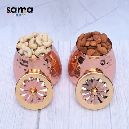 Exclusive Container Set of 2 with Copper Finished For Multi-Purposes - Sama Homes