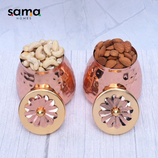 Exclusive Container Set of 2 with Copper Finished For Multi-Purposes - Sama Homes