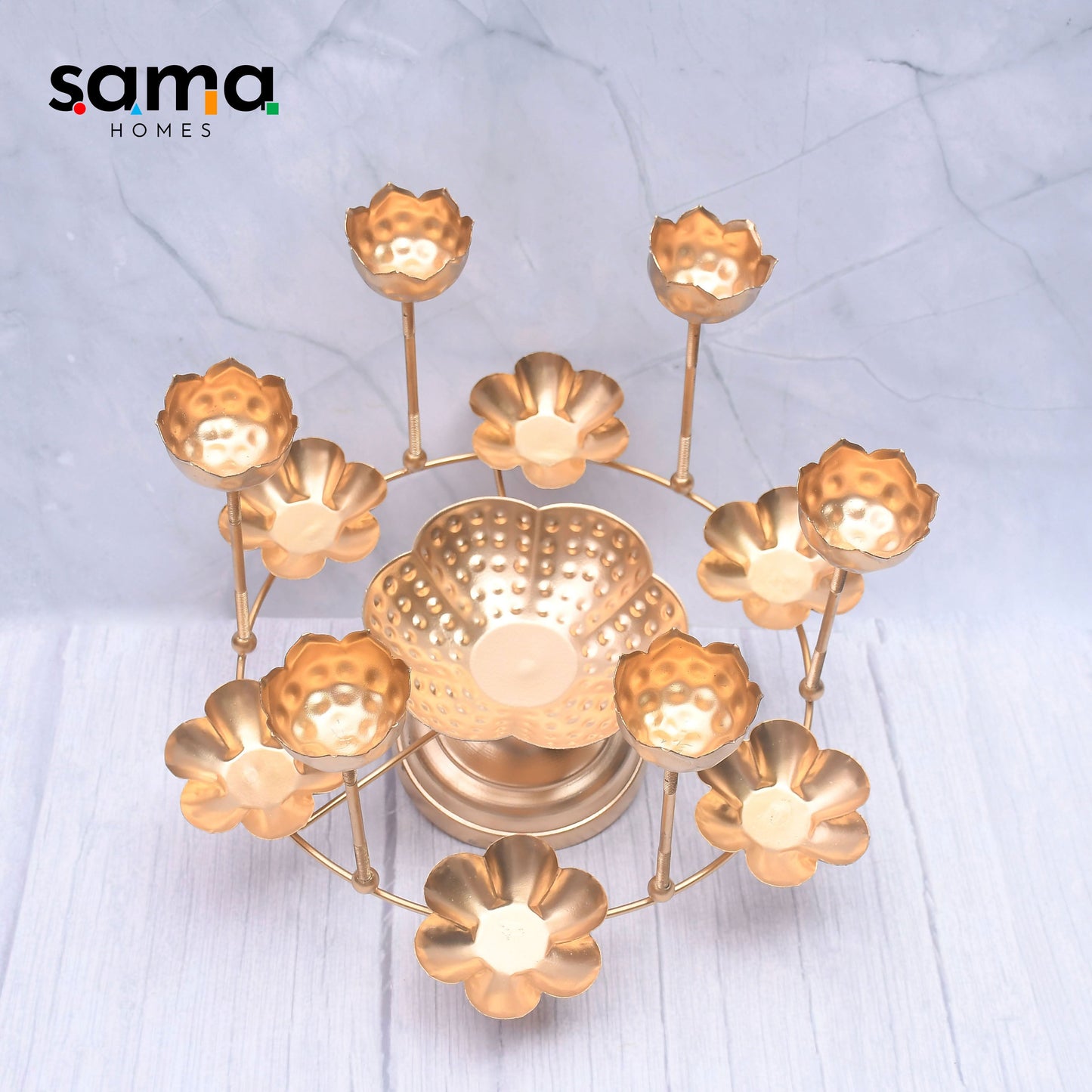 Exclusive Floral Urli with Tealight Candle Holder with Stand Diwali Special - Sama Homes