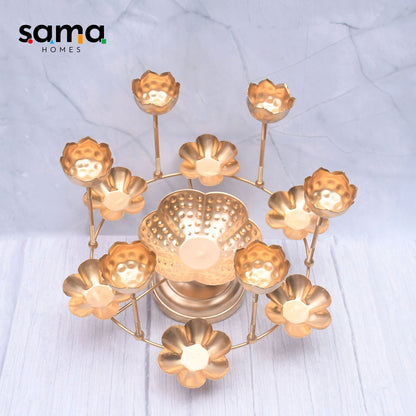 Exclusive Floral Urli with Tealight Candle Holder with Stand Diwali Special - Sama Homes