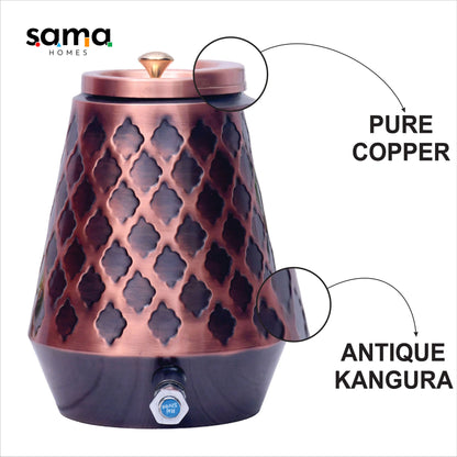 Pure Copper Water Dispenser Conical Antique Kangura Designed Capacity - Sama Homes