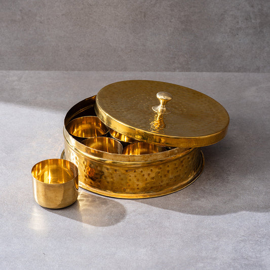 Brass Masala Daani / Spice Box - Sama Homes