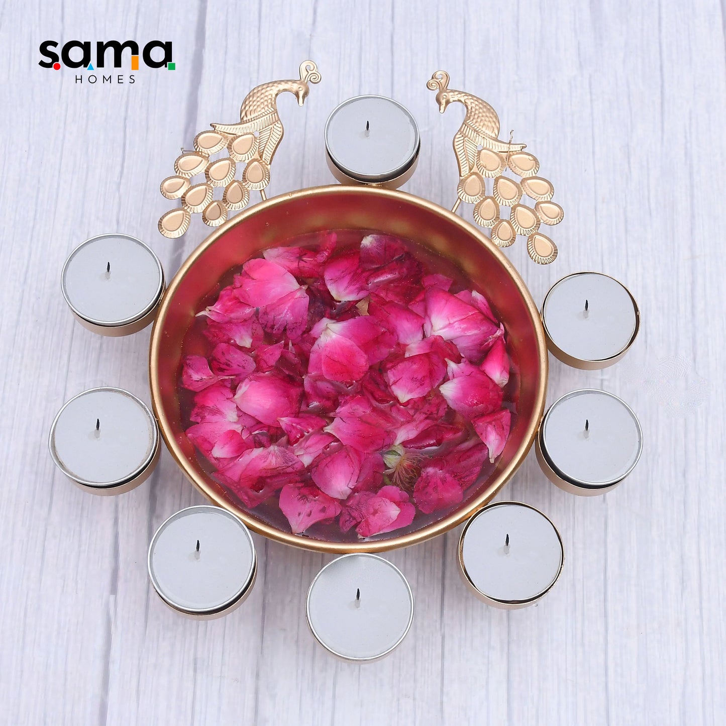 Exclusive Peacock Teal-light Urli Set of 3 - Sama Homes