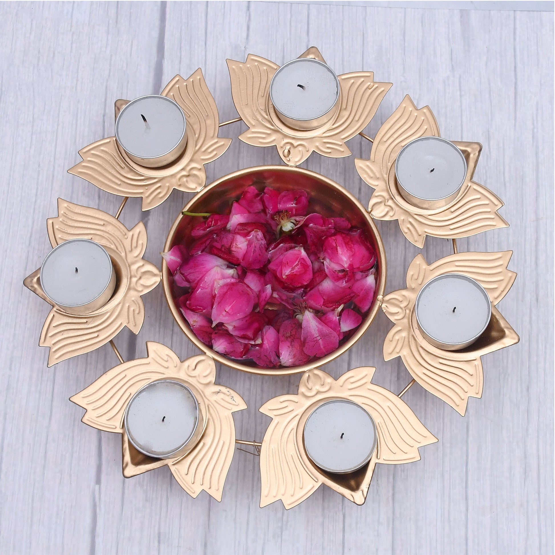 Exclusive Lotus Diya Urli Set Of 3 with Tea-Light Holder for Home Decor - Sama Homes