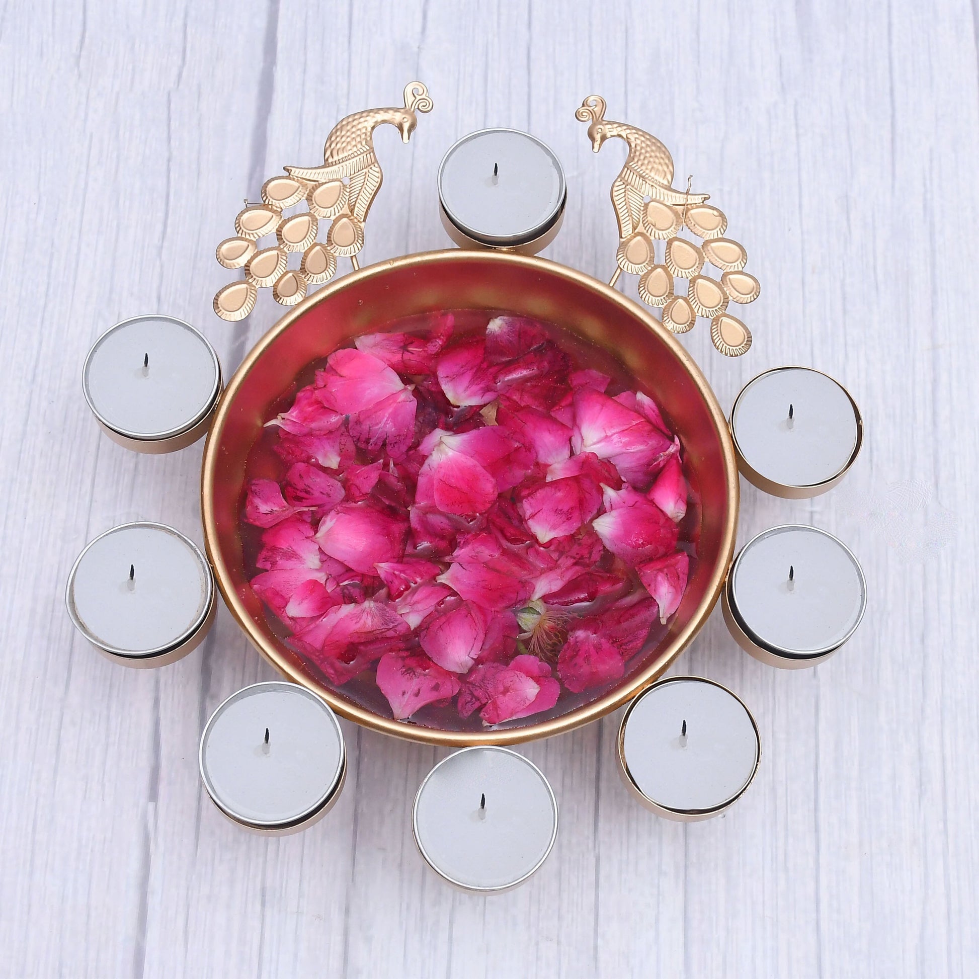 Exclusive Peacock Teal-light Urli Set of 3 - Sama Homes - Image 3