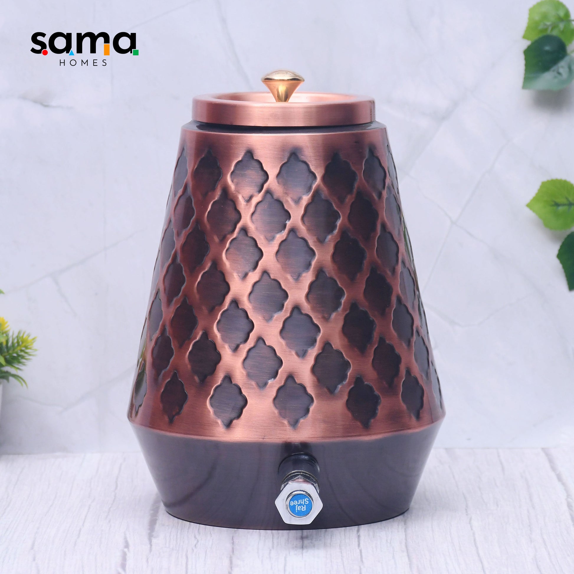 Pure Copper Water Dispenser Conical Antique Kangura Designed Capacity - Sama Homes