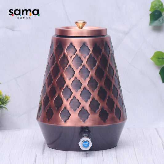Pure Copper Water Dispenser Conical Antique Kangura Designed Capacity - Sama Homes