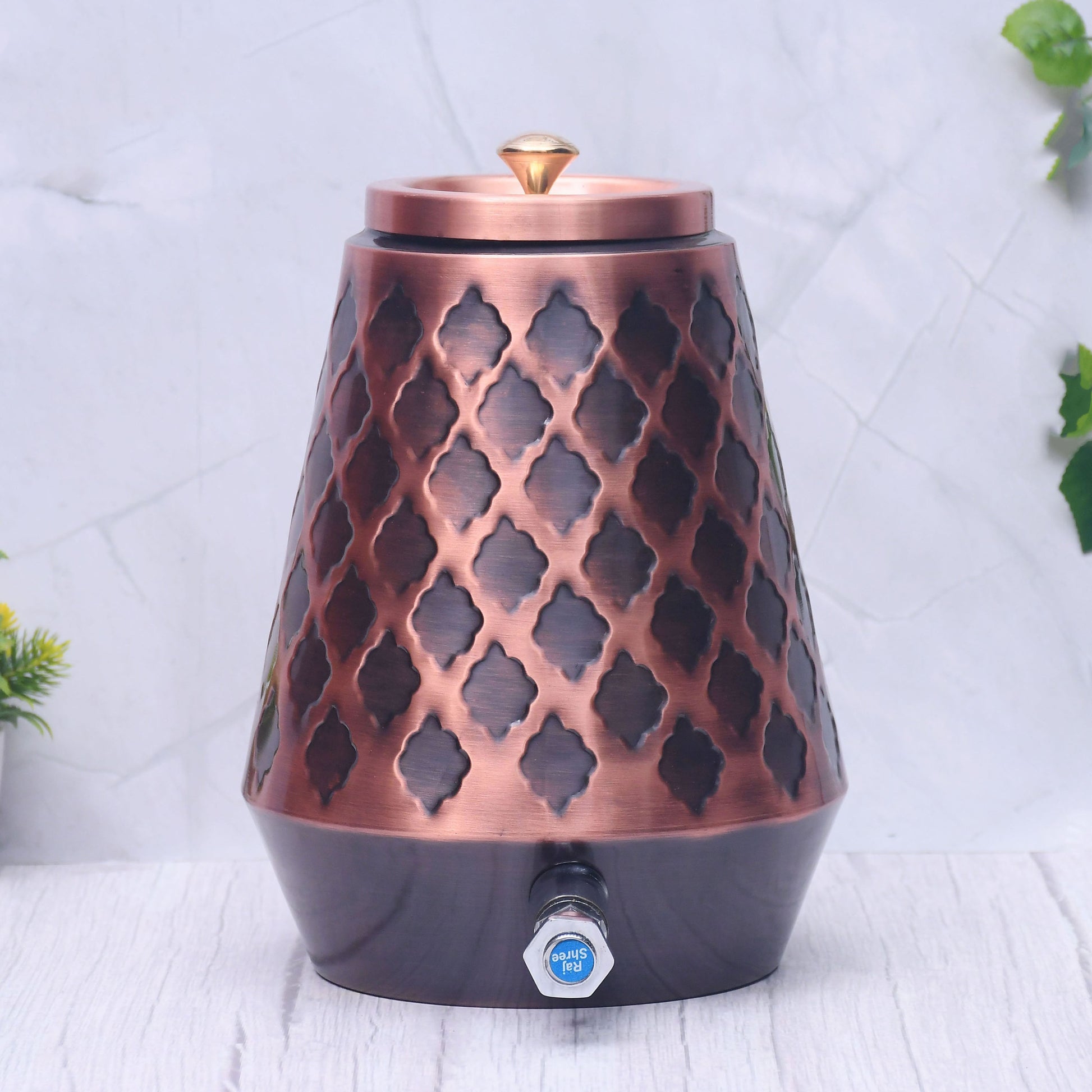 Pure Copper Water Dispenser Conical Antique Kangura Designed Capacity - Sama Homes