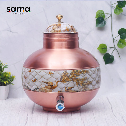 Pure Copper Water Dispenser Half Enamel Ghada/Pot Water Dispenser Capacity - Sama Homes