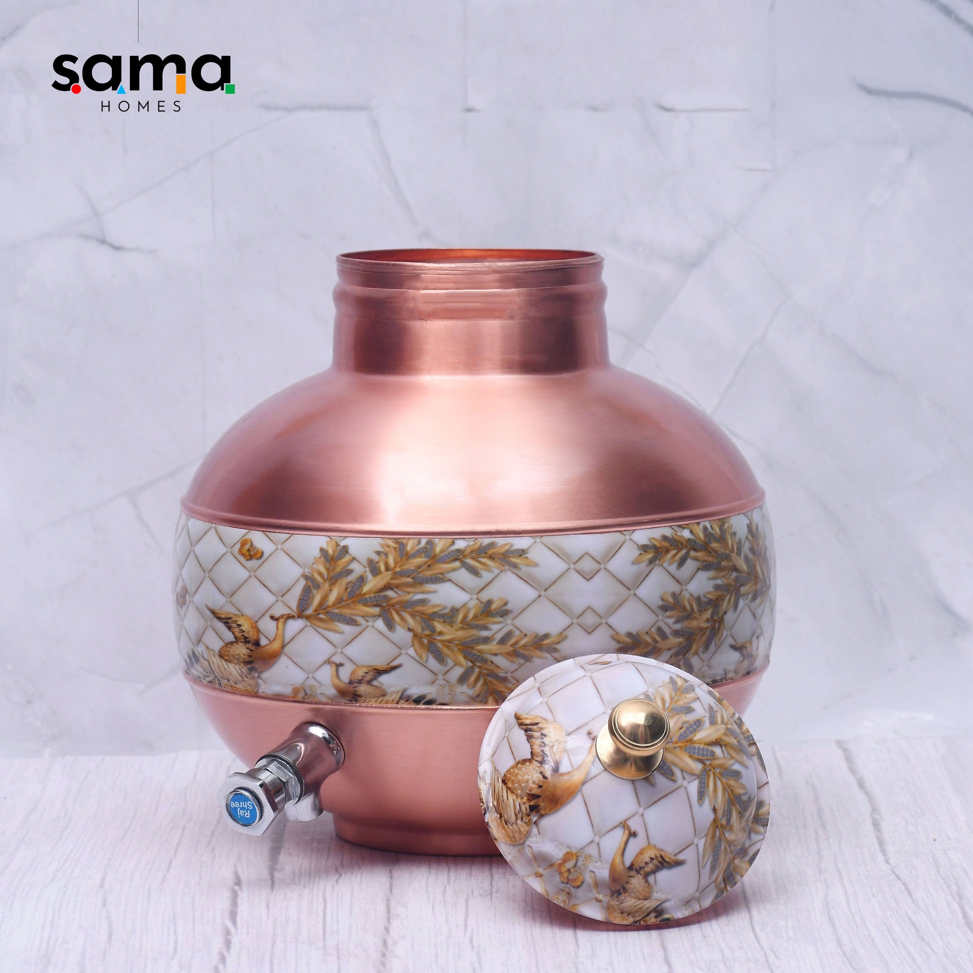 Pure Copper Water Dispenser Half Enamel Ghada/Pot Water Dispenser Capacity - Sama Homes