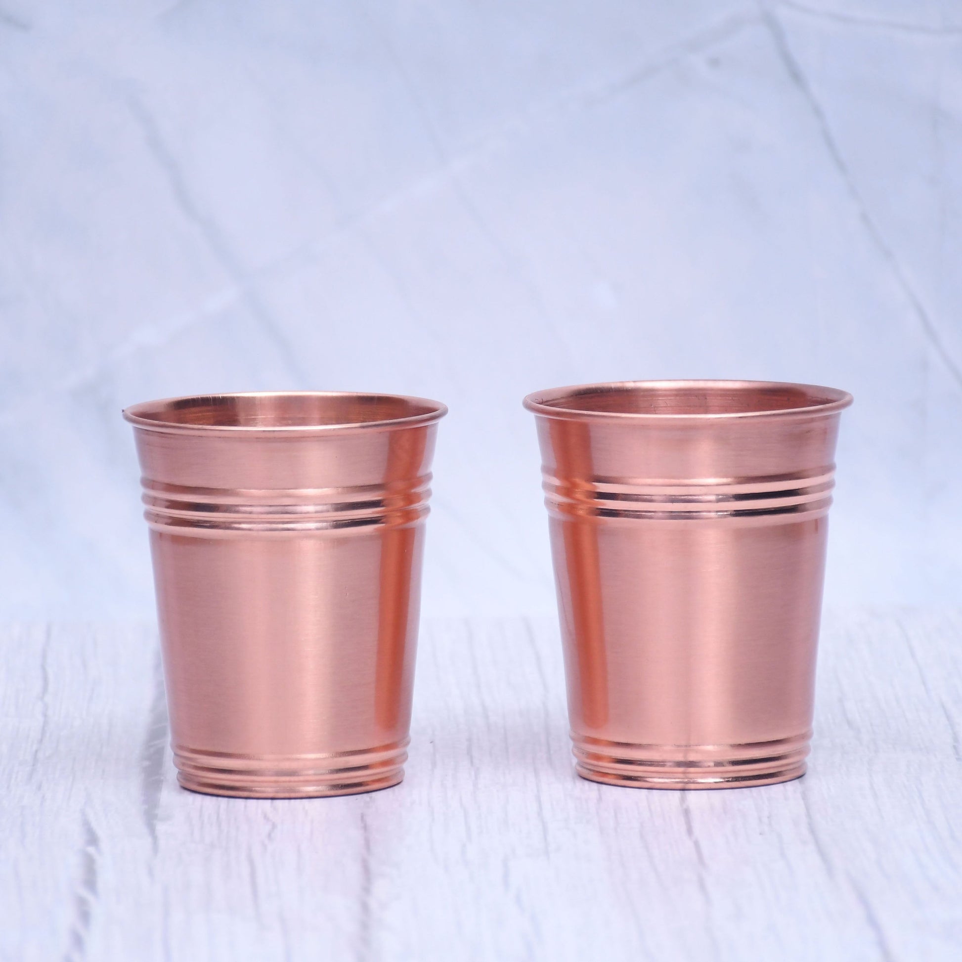 Pure Copper Water Glass Set of 2 Ring Design Tumbler Capacity 300ML - Sama Homes