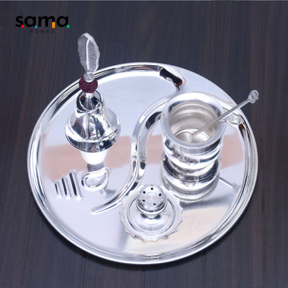 Exclusive Pooja Thali Set with Silver Finished - Sama Homes