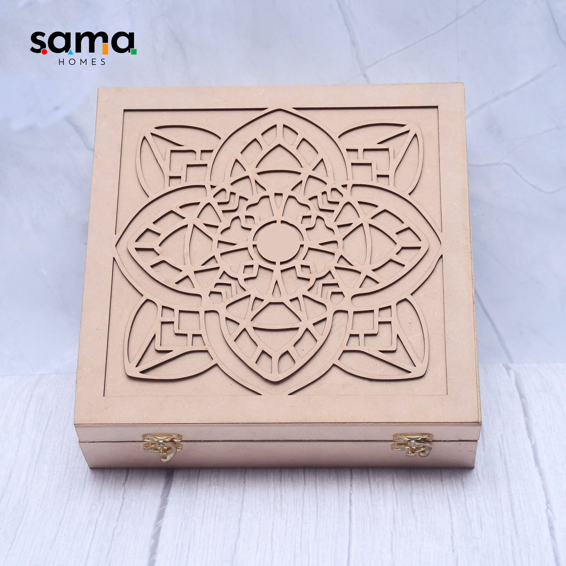Exclusive Rose Gold Pooja Thali Set with Royal Wooden Gifting Box. - Sama Homes