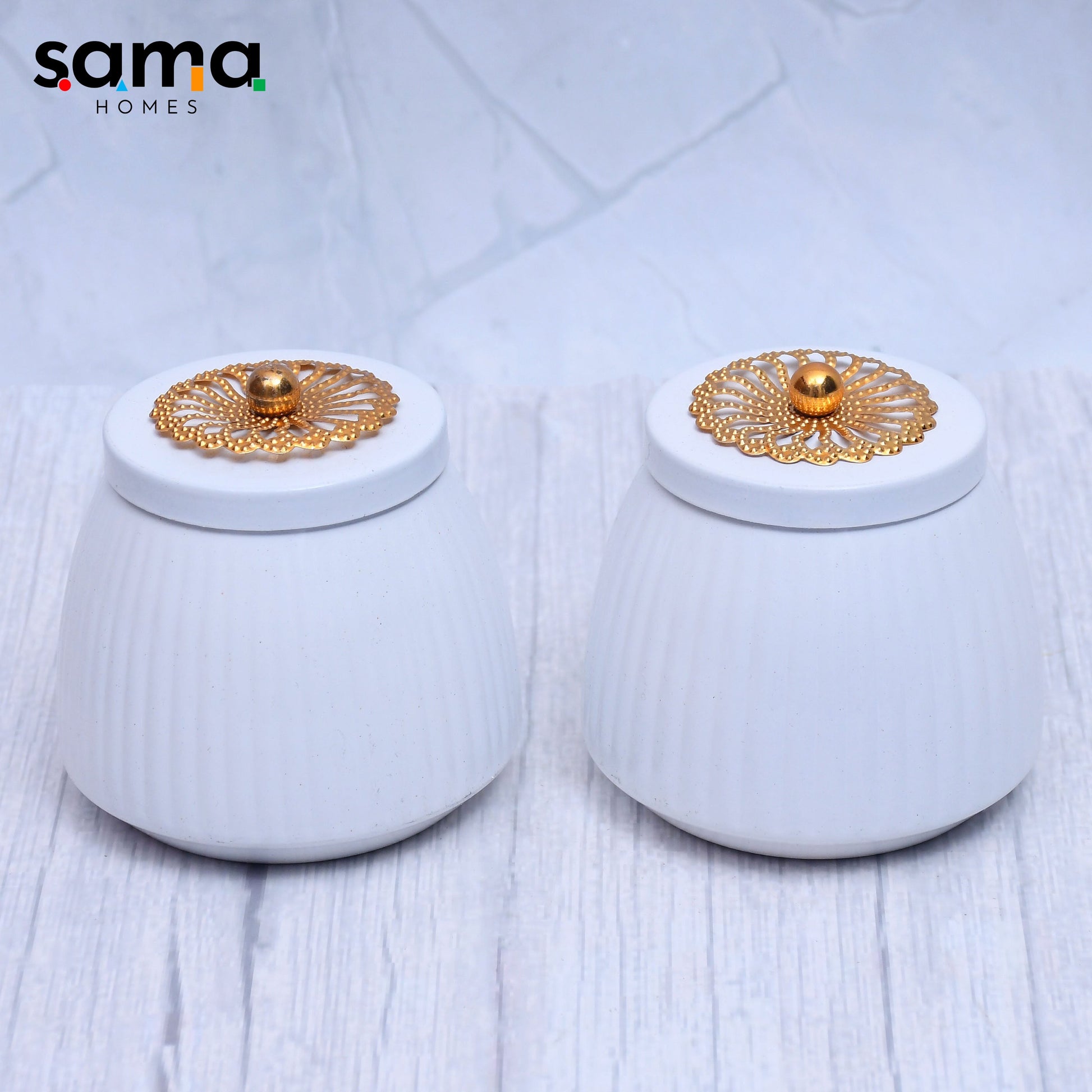 Exclusive Container Set of 2 White Color For Multi-Purposes - Sama Homes