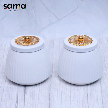 Exclusive Container Set of 2 White Color For Multi-Purposes - Sama Homes