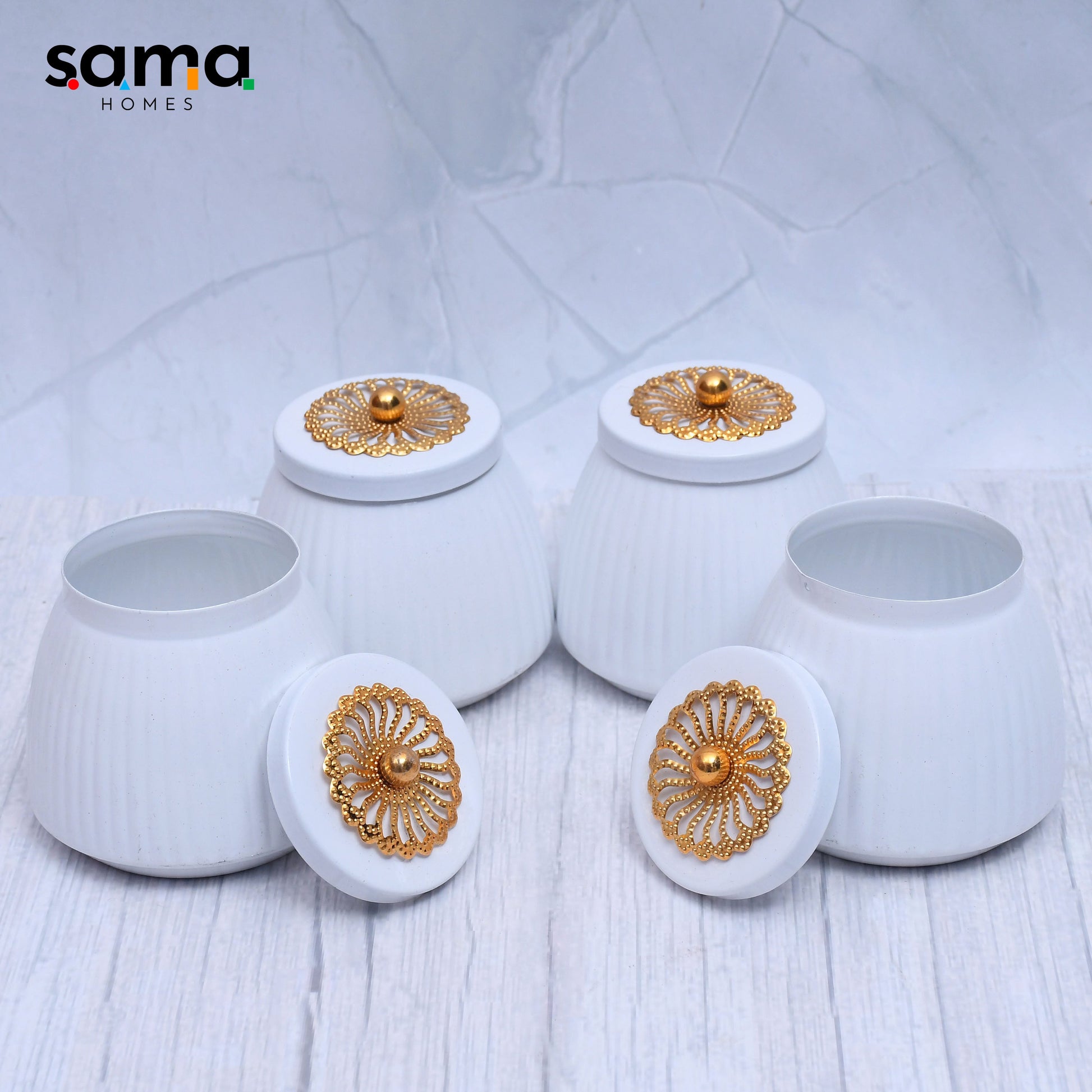 Exclusive Container Set of 4 with White Color For Multi-Purposes - Sama Homes