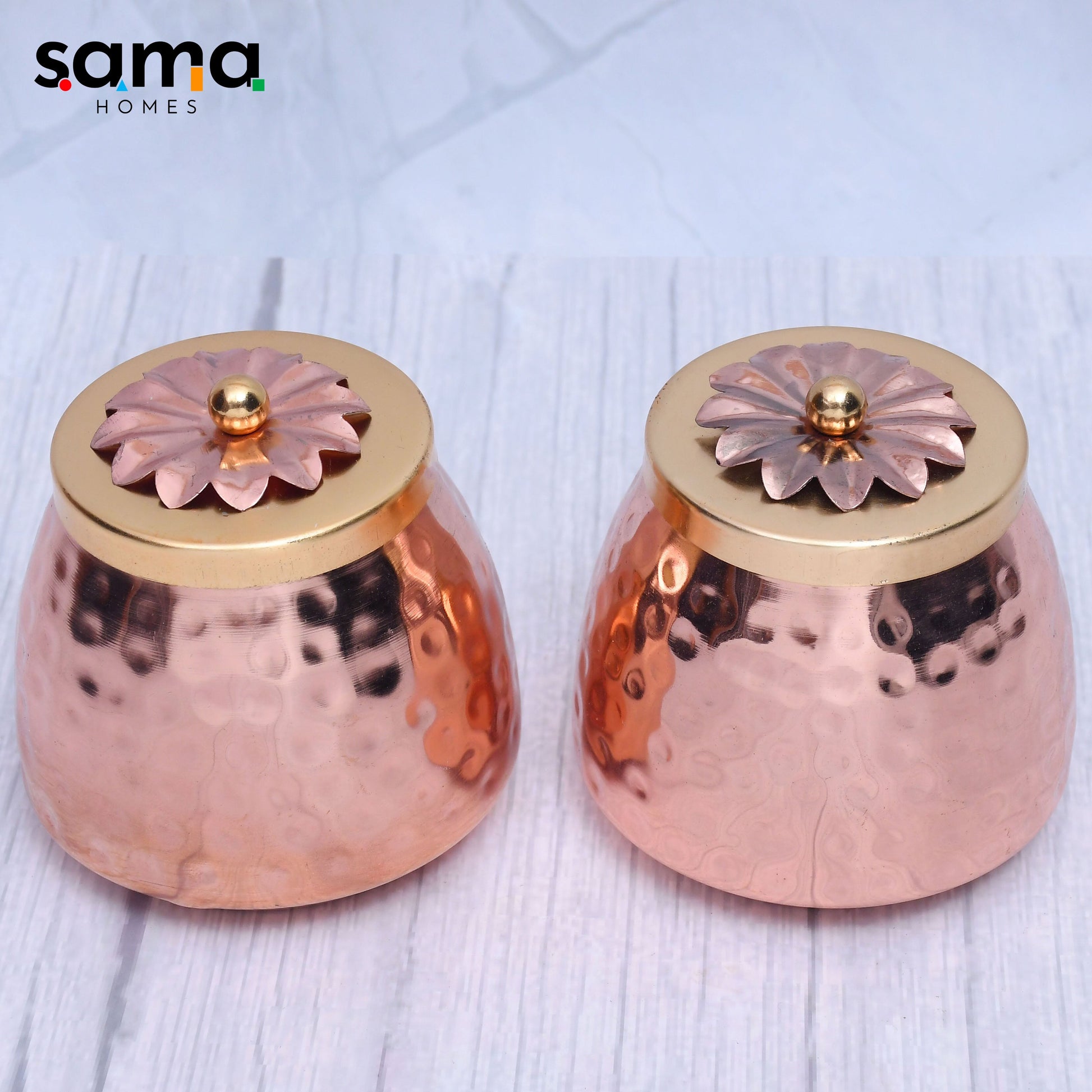 Exclusive Container Set of 2 with Copper Finished For Multi-Purposes - Sama Homes