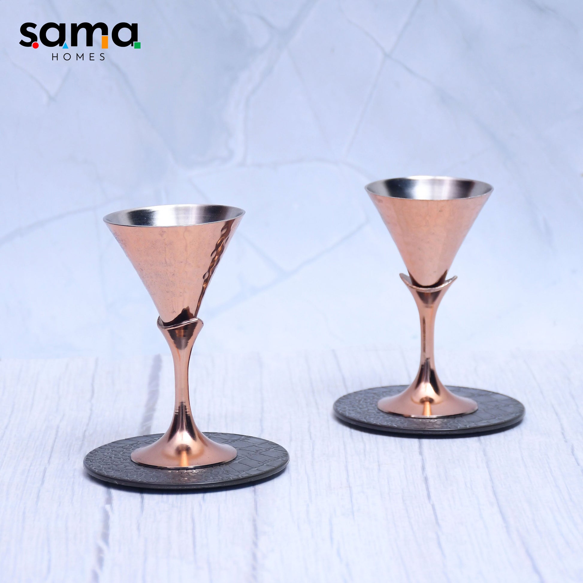 Conical Copper Tequila Glasses – Handcrafted Barware Set of 2 for Parties & Gifting - Sama Homes - Image 2