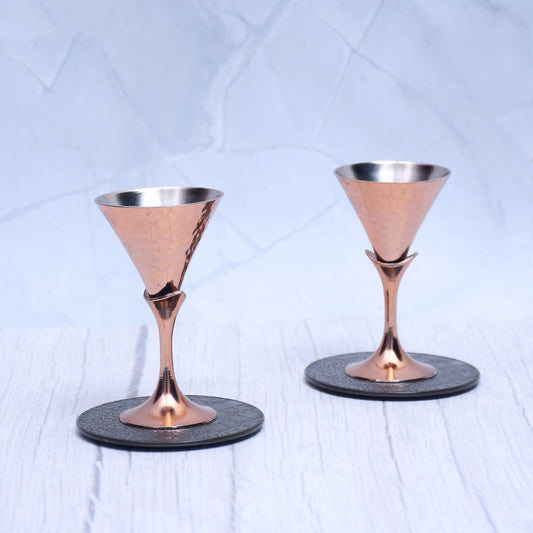 Conical Copper Tequila Glasses – Handcrafted Barware Set of 2 for Parties & Gifting - Sama Homes