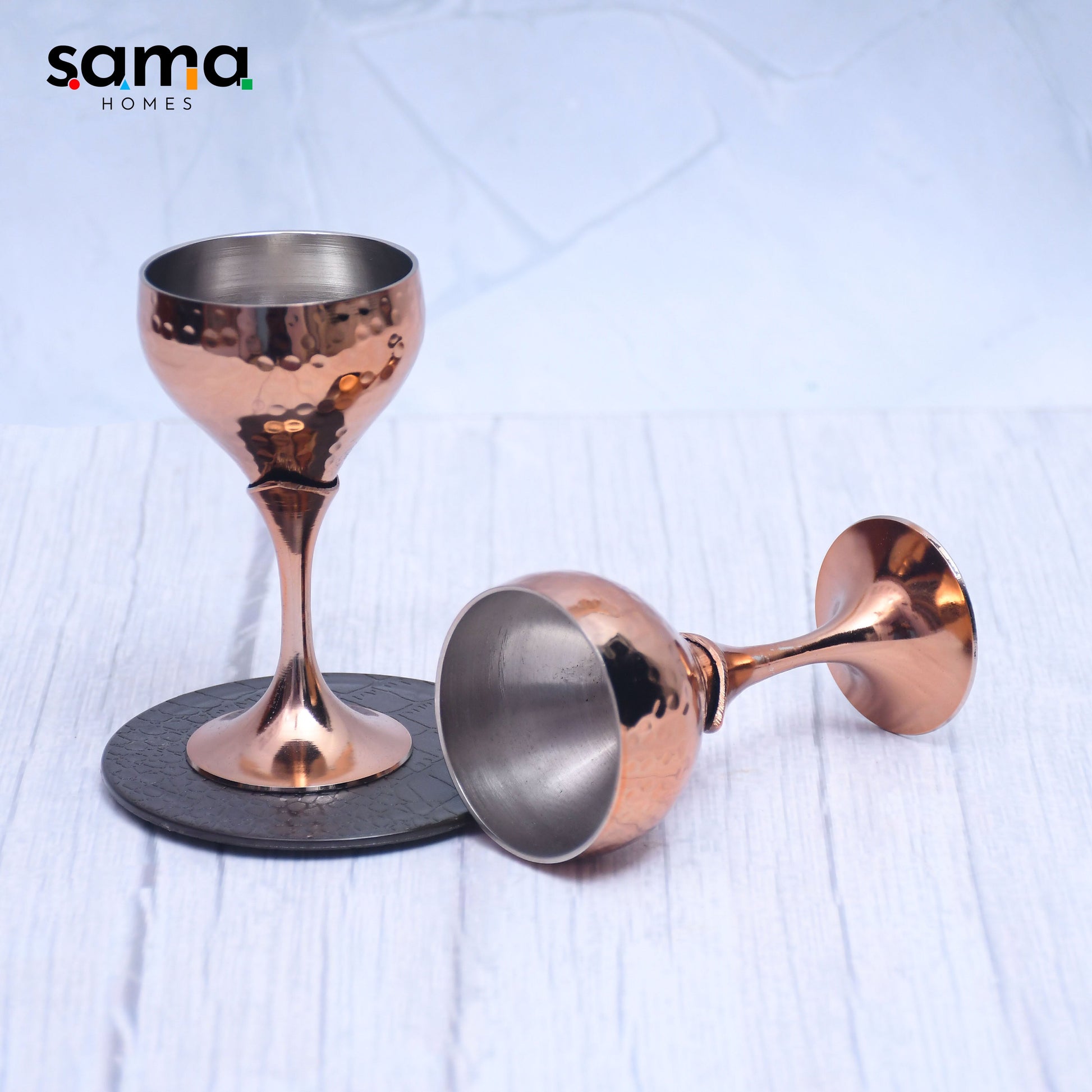 Set of 2 Round Tequila Glasses – Copper-Finished Barware for Stylish Home Bars - Sama Homes - Image 3