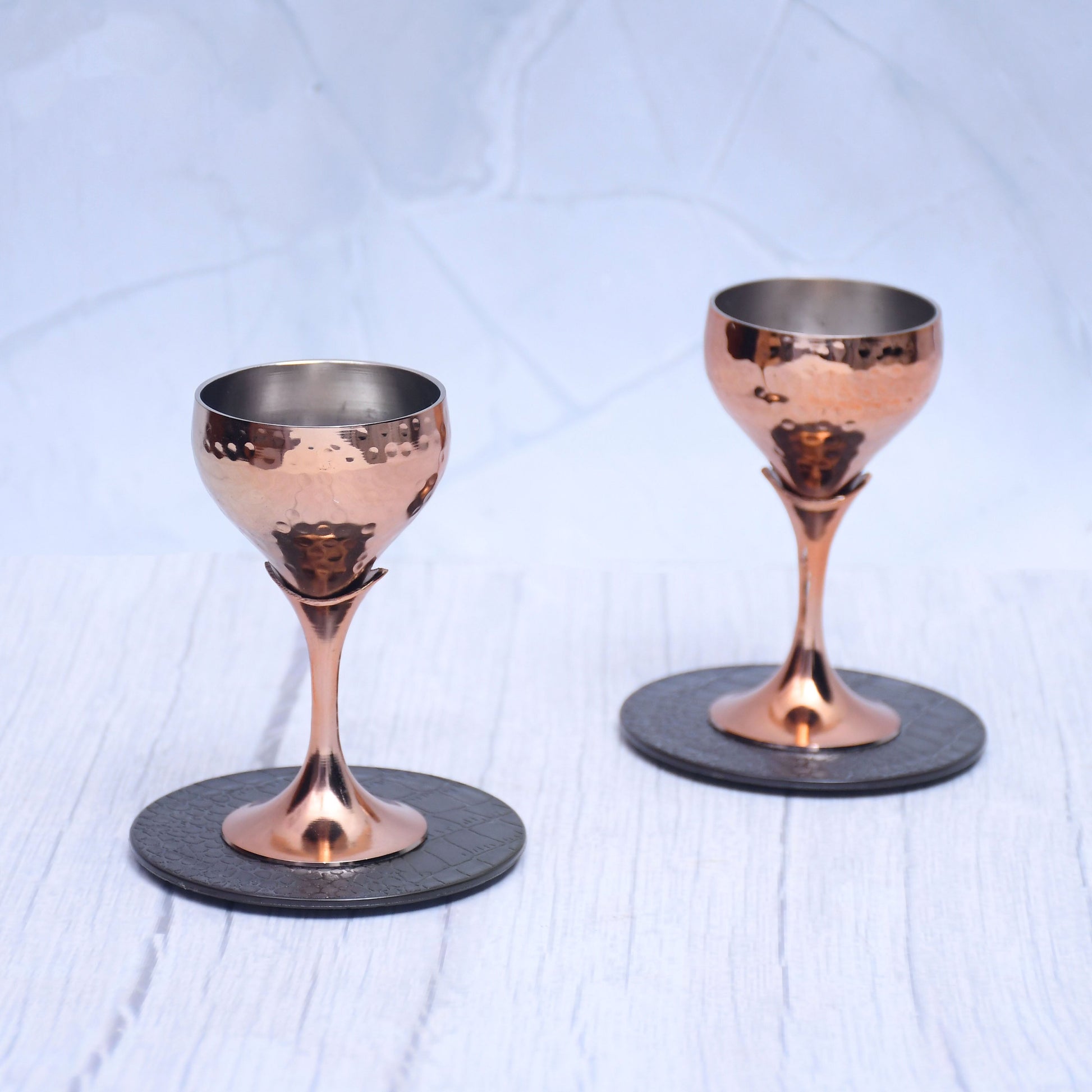 Set of 2 Round Tequila Glasses – Copper-Finished Barware for Stylish Home Bars - Sama Homes - Eco-friendly - Sama Homes