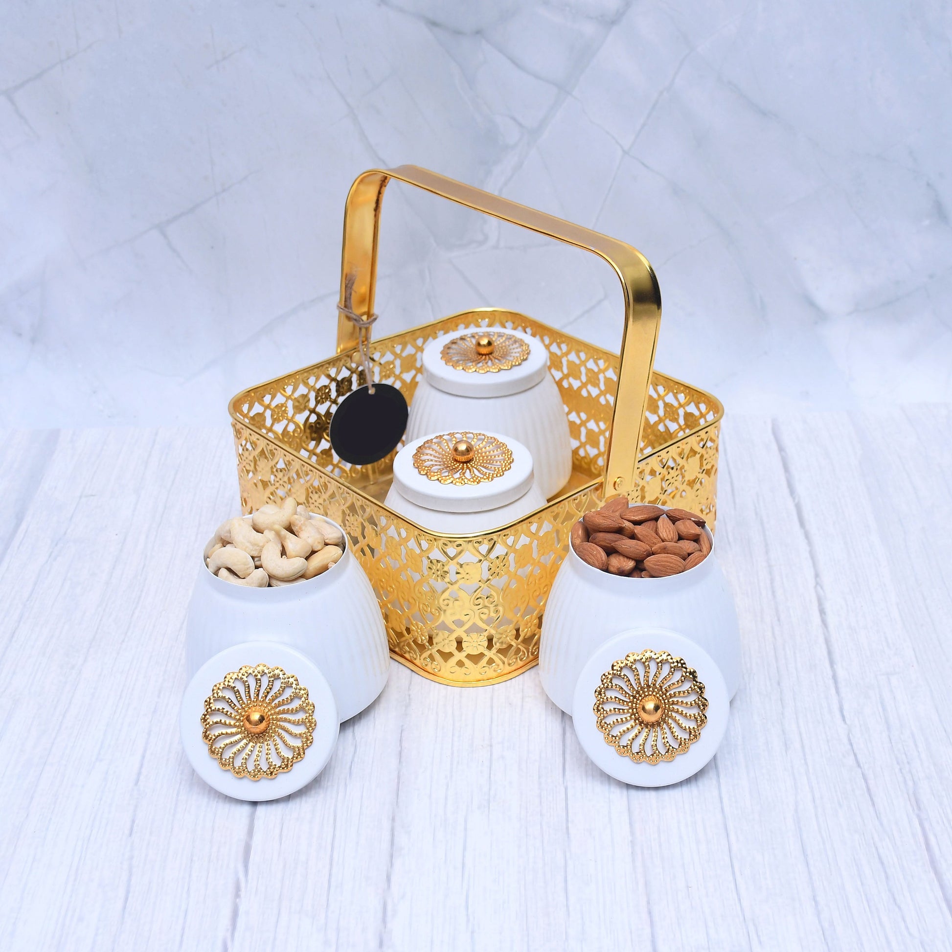 Exclusive Basket with 4 Dry Fruit Container Pot For Multi-Purposes - Sama Homes