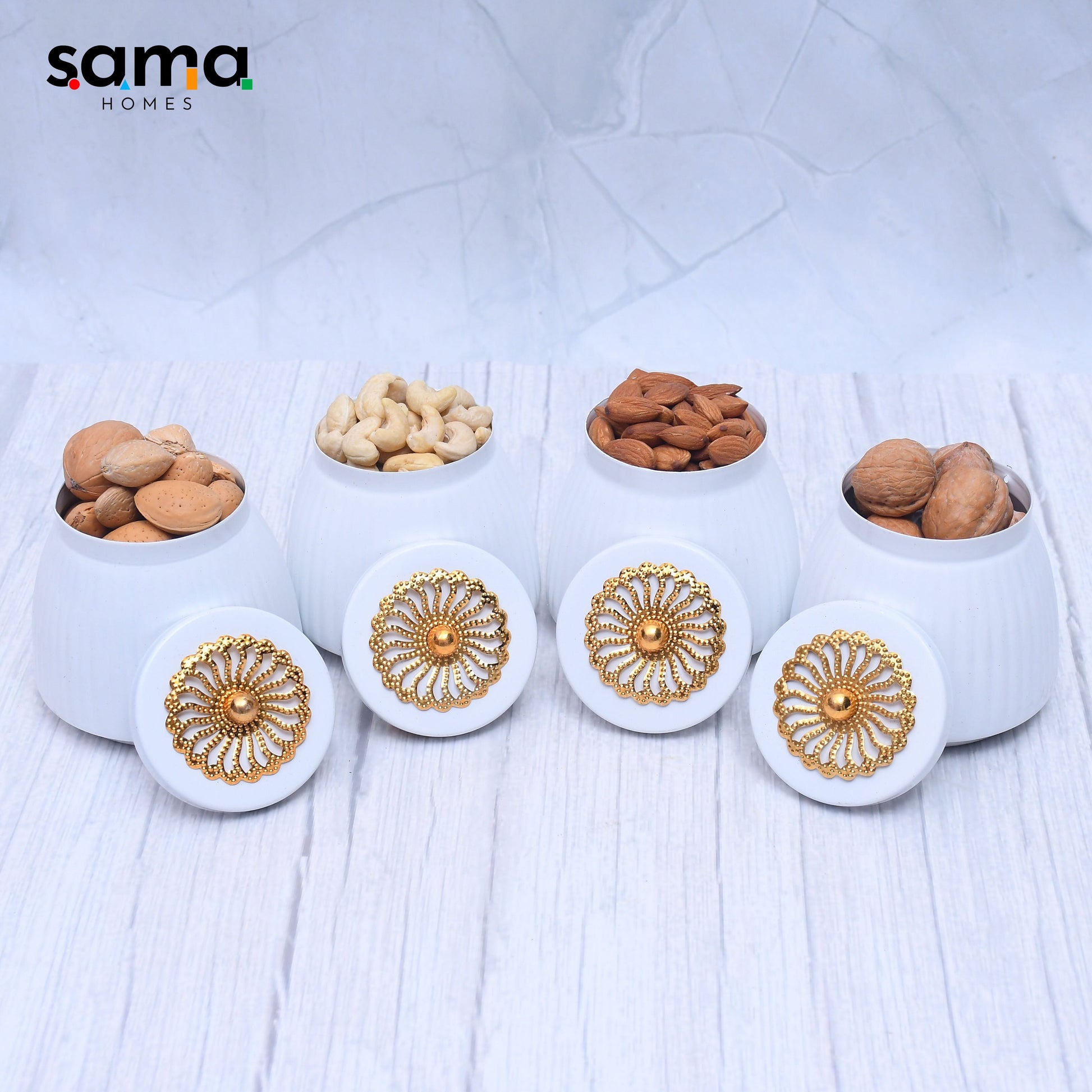 Exclusive Container Set of 4 with White Color For Multi-Purposes - Sama Homes