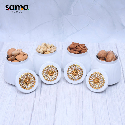 Exclusive Container Set of 4 with White Color For Multi-Purposes - Sama Homes