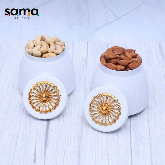 Exclusive Container Set of 2 White Color For Multi-Purposes - Sama Homes